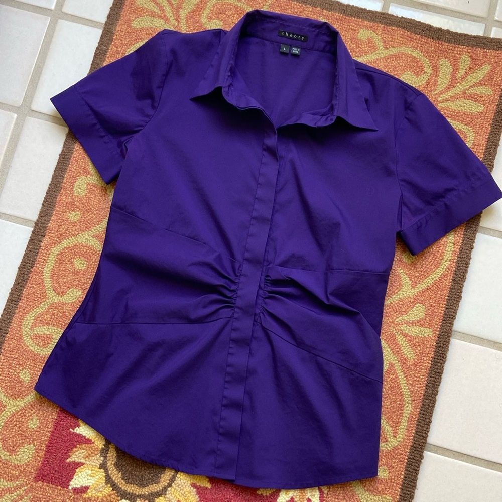 Theory short sleeved purple top.
